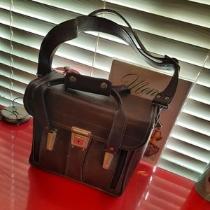 Vtg. Brown Leather Hard Side Zipper Drop Front Camera Bag Case 11"X 10"X 7" MINT